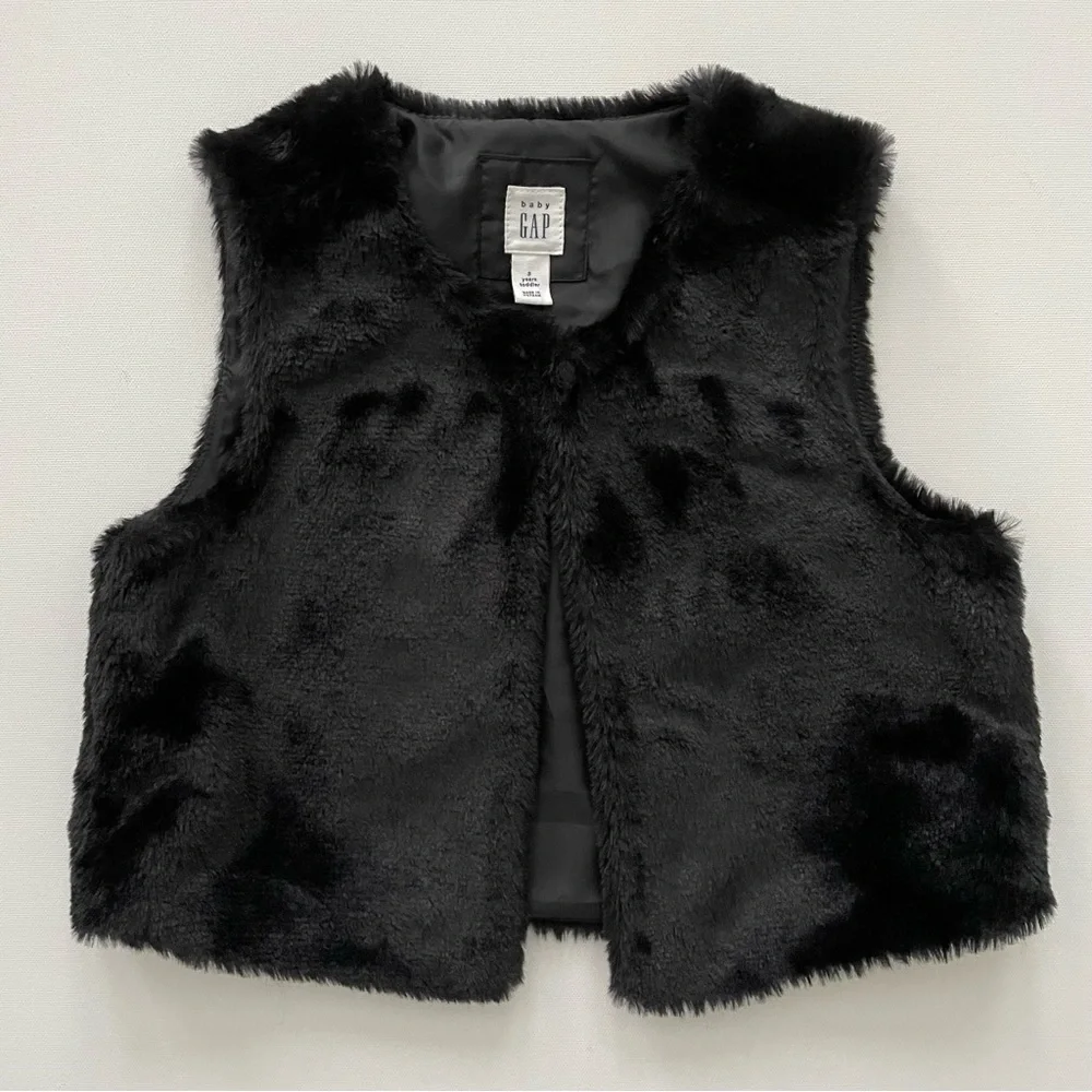 Baby Gap Black Faux Fur Vest Size 3 Years Toddler Girl